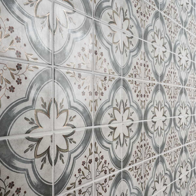Paula Purroy Talia 5x5 Matte Ceramic Tile, Blossom Blue Gray
