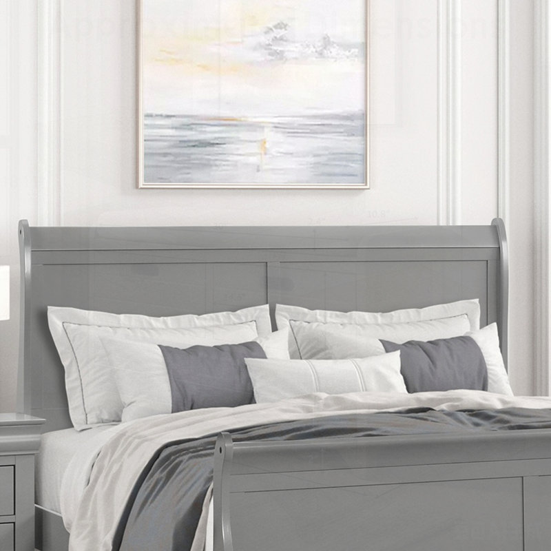 Mobilier de chambre à coucher en bois de style traîneau de style Louis Philippe et pieds de support pour un confort élégant