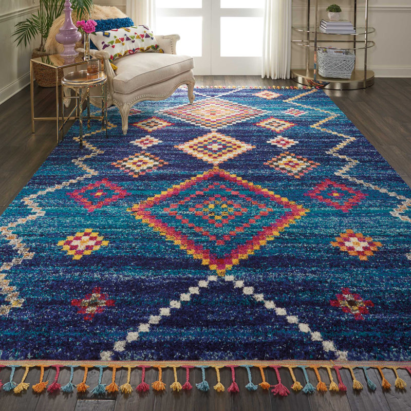 Tapis bleu marine Lucina Tribal Bohemian, Rectangle 7 pi 10 po x 10 pi 6 po