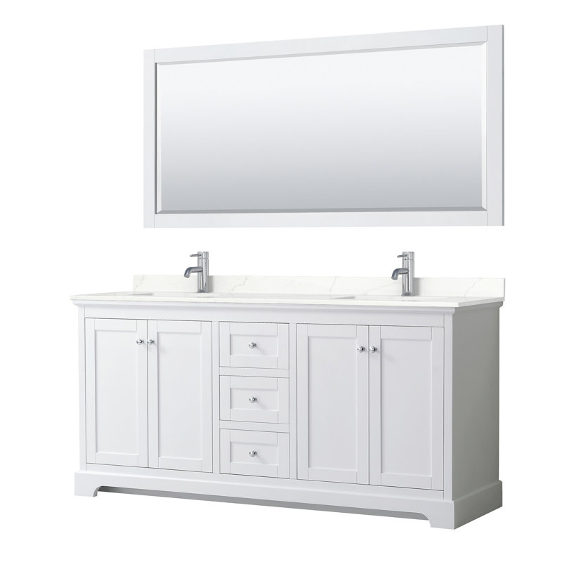 Meuble-lavabo double avec plateau Avery, Gris foncé, Quartz Giotto, Noir mat