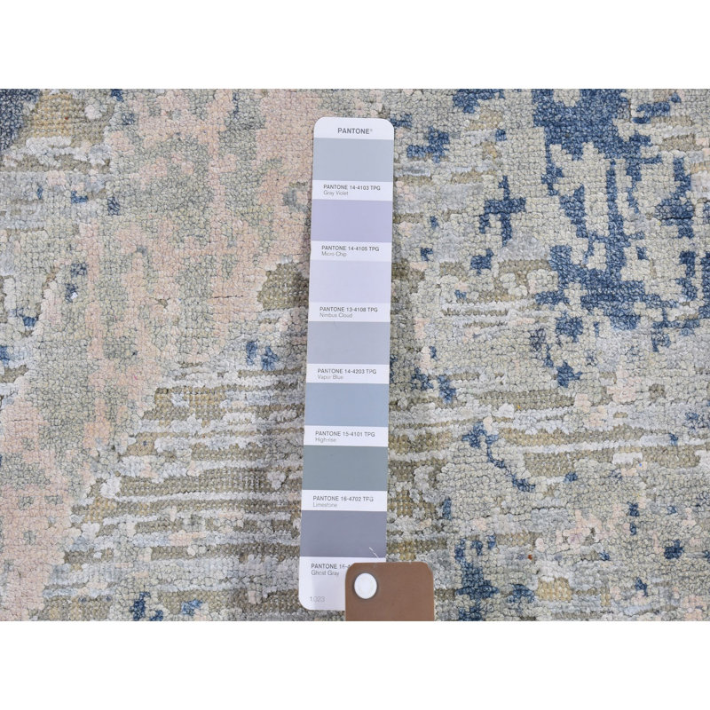 Tapis en laine texturée faite à la main 3 pi x 5 pi 5 po avec éléments de couleur pastel 874B68539948405299ADC9485CEB7955