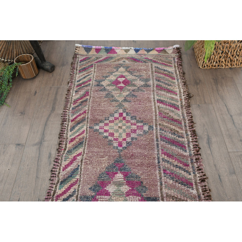 Tapis rouge Kilim en laine rouge 33,1 x 157,9 po