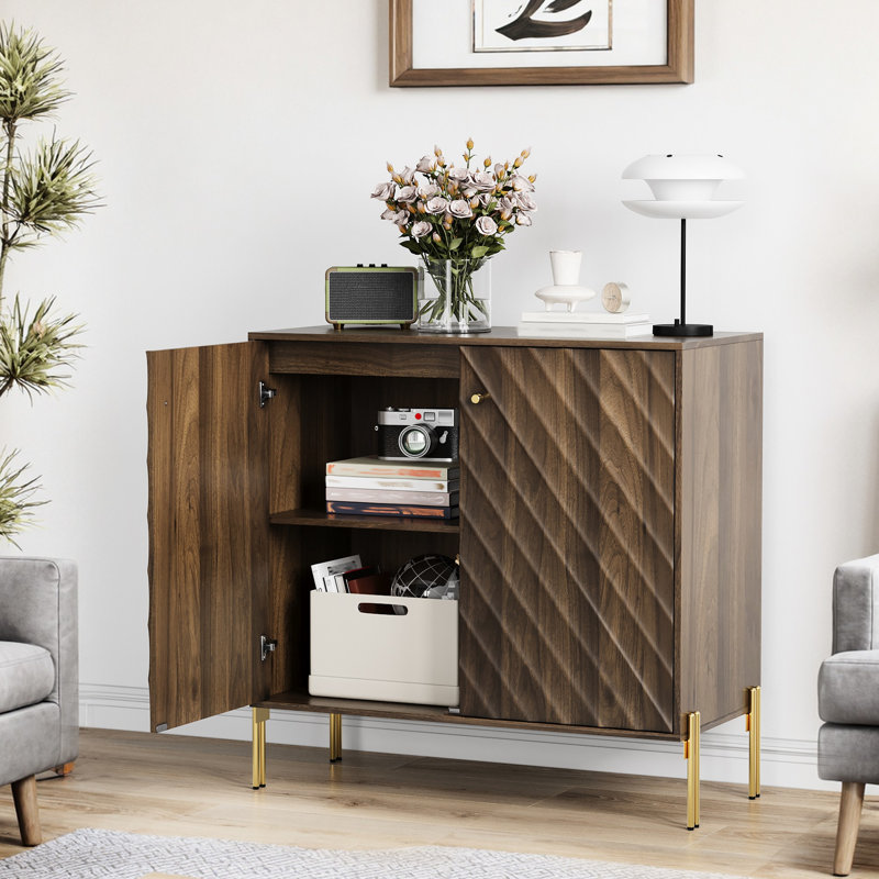 Buffet Mid-Century en noyer pour la salle à manger et le vestibule, lumières de table spacieuses, construction, tablettes ajustables, conception à vagues diagonales, nombreux vêtements de rangement, fabrication