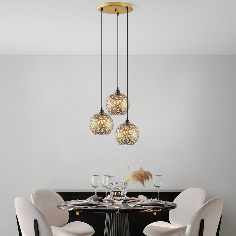 Elegant Adjustable Black Chandelier, Metal Body, 14.6 x 14.6 x 46.1 inches | Cap Diameter: 9.8 inches, Base Plate: 11.8 inches | Socket Type: 3 x E27 Max 40W, Perfect for Living Room & Dining Spaces, Stylish and Durable Design
