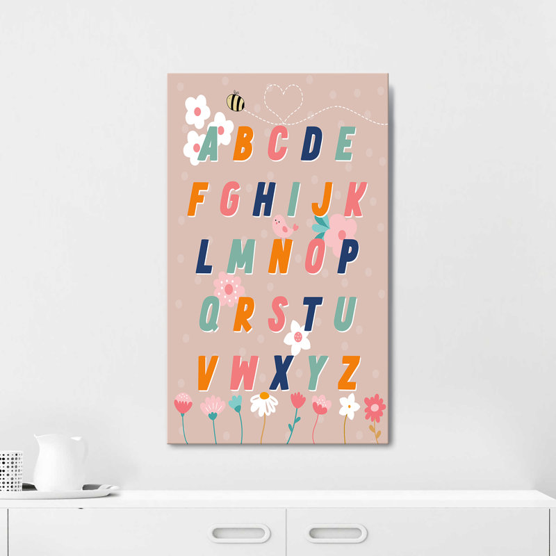 "Floral Alphabet" par Daniela Santiago, reproduction sur toile, H 30 po x l 18 po x P 1 po