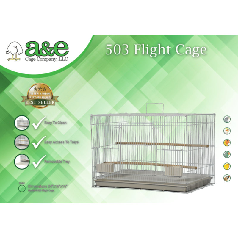 Iron Flat Top Flight Cage with Perch, White