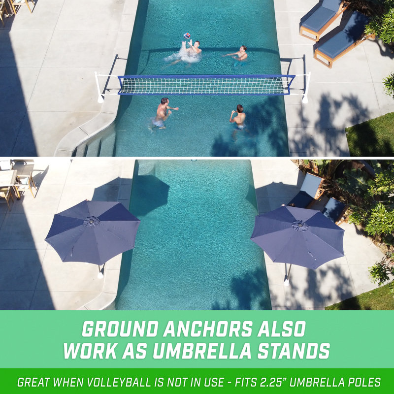 Gosports Deck-Mounted Splash Net ELITE Inground Pool Volleyball Game - Permanent Deck Mounted For Inground Pools