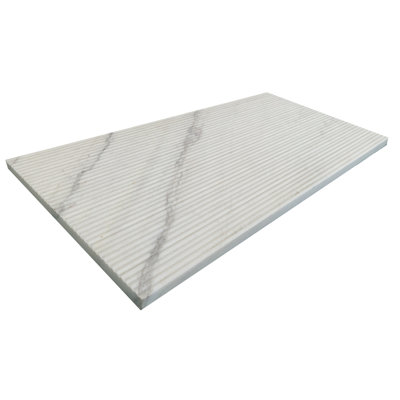 Carreaux de marbre blanc neige texturée Ol 12 x 24 - pour couloir de décoration murale en pierre naturelle