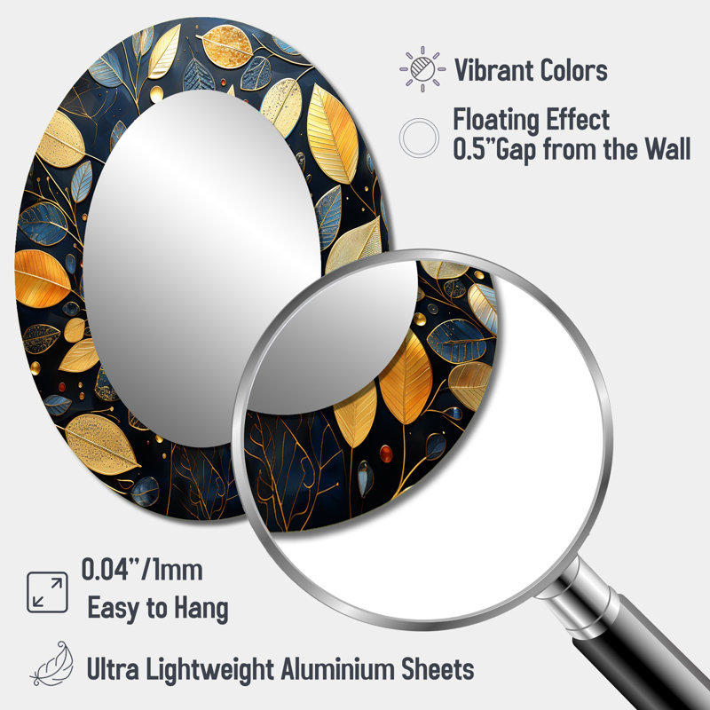 Miroir mural ovale noir et doré, 40 po x 30 po