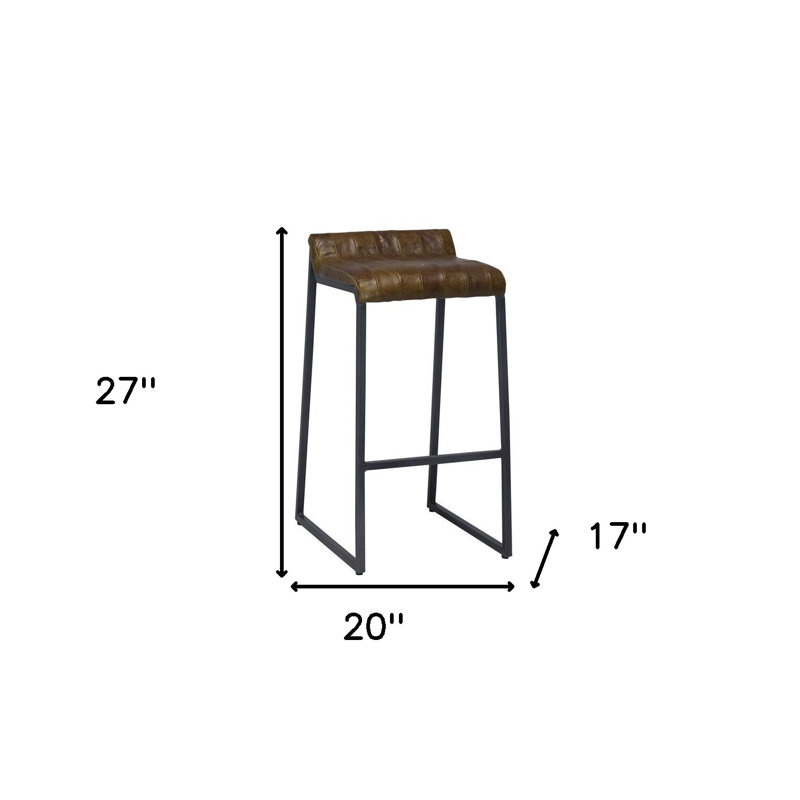 Adaha 27" Brown And Black Backless Counter Height Bar Chair With Footrest