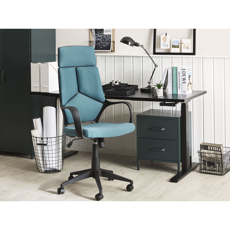 Gina Polyester Blend Office Chair with Headrest, Blue, Black