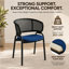 Chaise de salle à manger moderne à dossier canne Daishun, fauteuil incurvé en rotin en forme de U, siège d'appoint rembourré avec pieds en métal noir-17228010-3408397