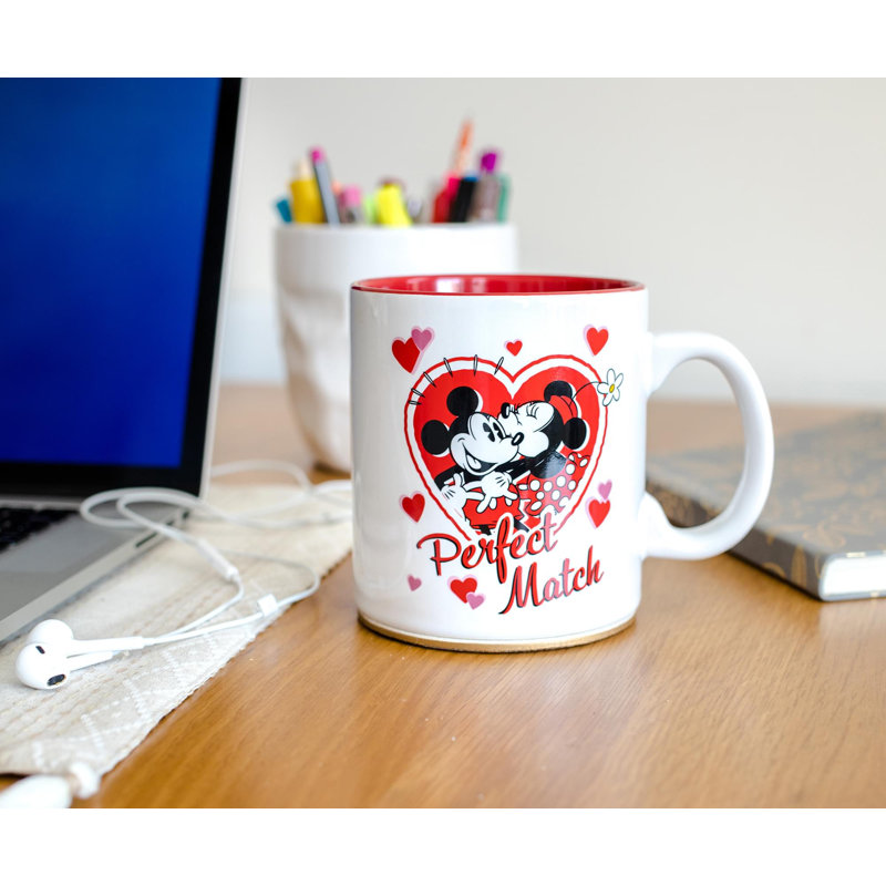 Tasse à café en céramique «Perfect Match» Mickey et Minnie Mouse | Peut contenir 20 onces