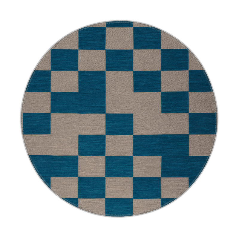 Tapis d'intérieur et d'extérieur à carreaux vert, Rond 5 pi