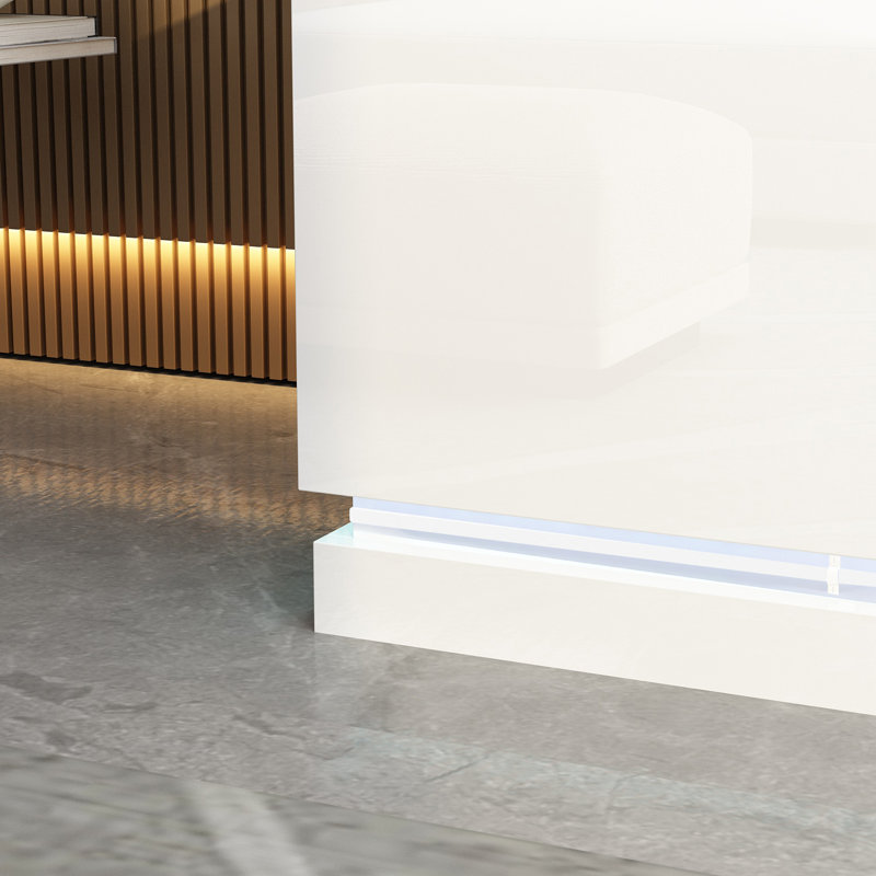 Modern LED TV Stand with Glass Shelf & Storage - 66.9"