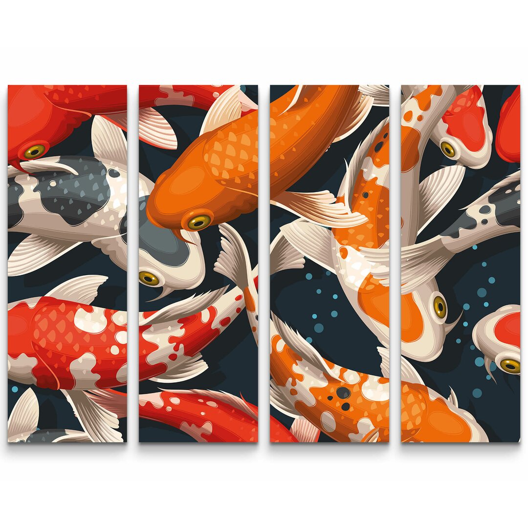 4-tlg. Leinwandbilder-Set Koi Fische