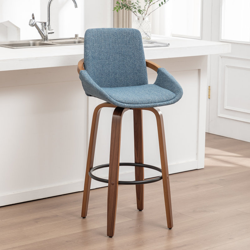 Swivel Upholstered Counter Stool, Bar Stool (76.2cm Seat Height), Blue