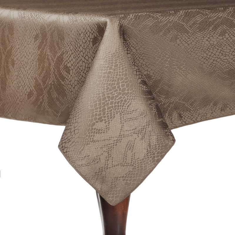 Inan Damask Kenya Tablecloth - Modern Jacquard Design, Sand Beige, 3, 90" Square