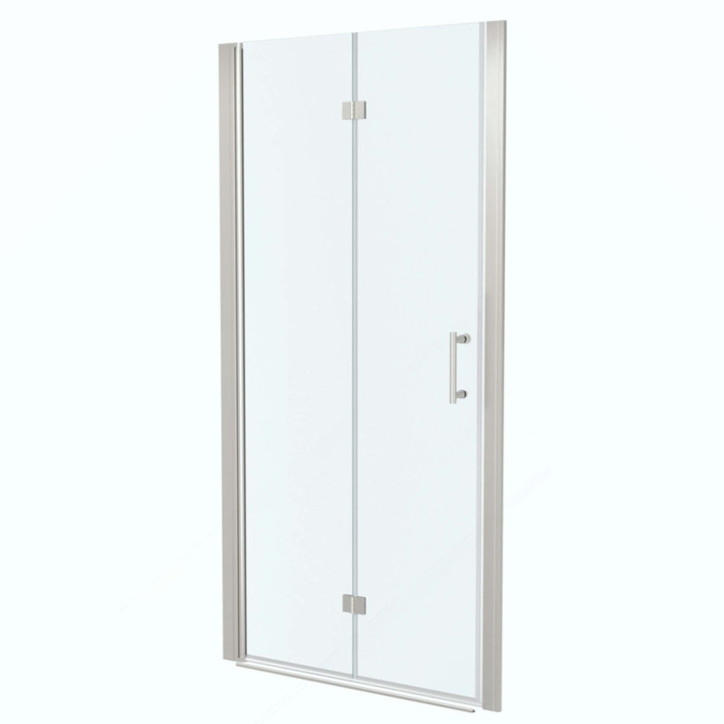 Porte de douche pliante sans cadre avec verre trempé, 1/4 po (6 mm)