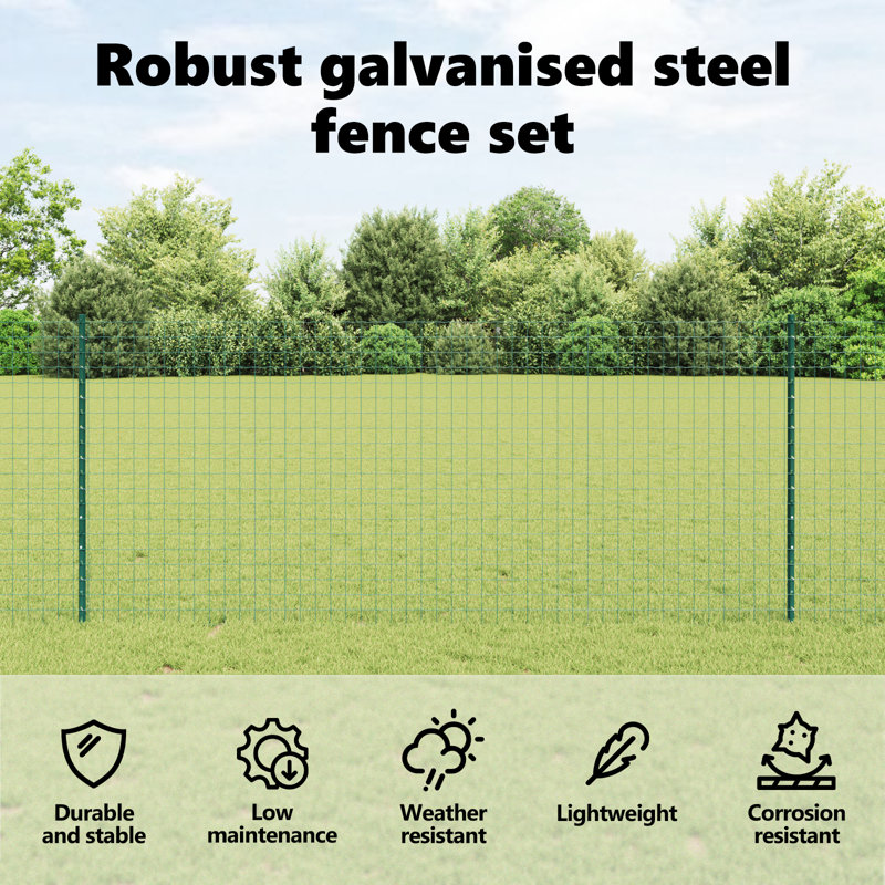 Fence Posts 22 Pcs U-Channel Steel, 140cm H x 8.5cm W, Green