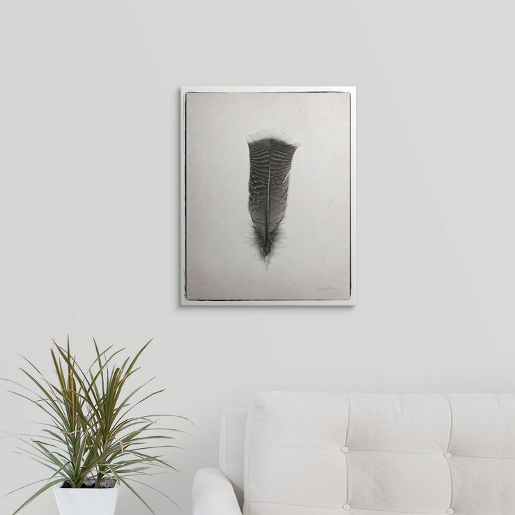 « plumes iii noir et blanc » par marie van swearingen, impression, H 20 po x l 16 po x P 1,5 po, Toile