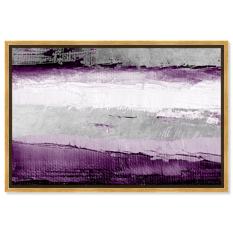 Gold Framed Abstract Violet and Gray Canvas Print, 36" x 24"