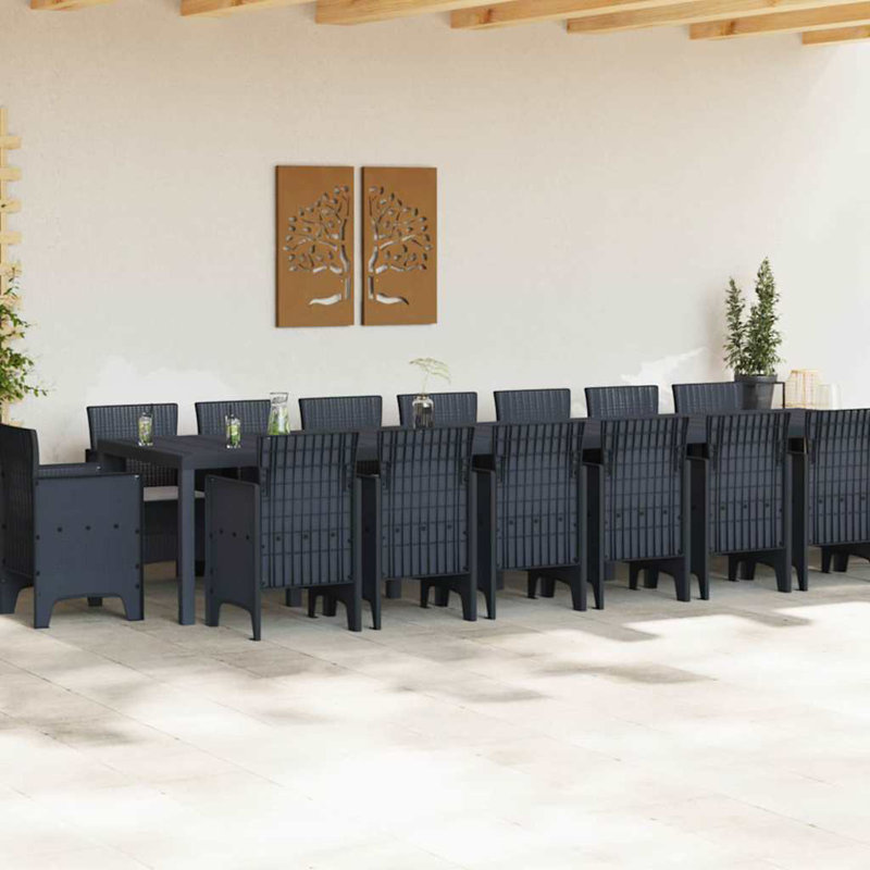 Ensemble de salle à manger de jardin avec coussins 17 pièces vidaXL Anthracite PP, Anthracite