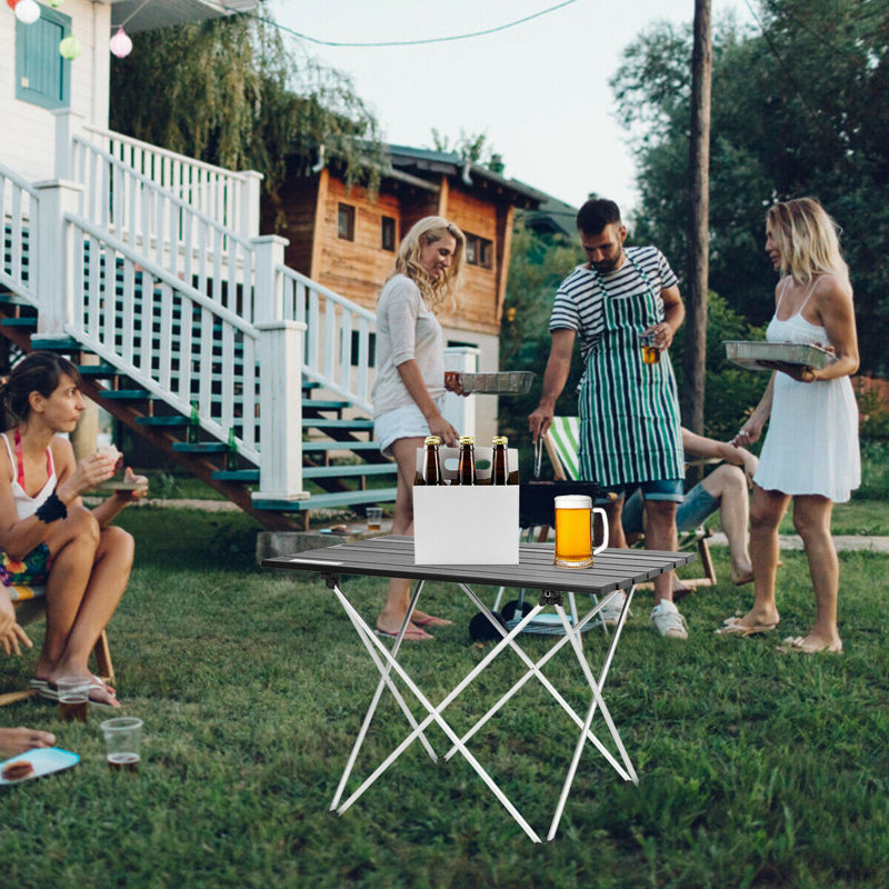 Korben Square Outdoor Camping Table, 41cm H x 56cm W x 40cm D, Black