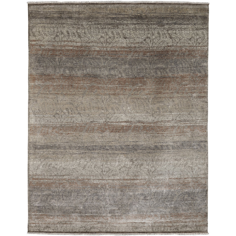 Tapis Akaroa / doré noué à la main Byesville, Rectangle 8 pi x 10 pi