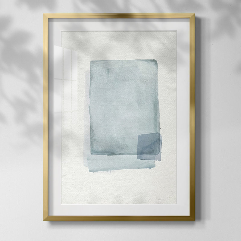 Lentille aquarelle II, Blanc, Papier avec cadre doré