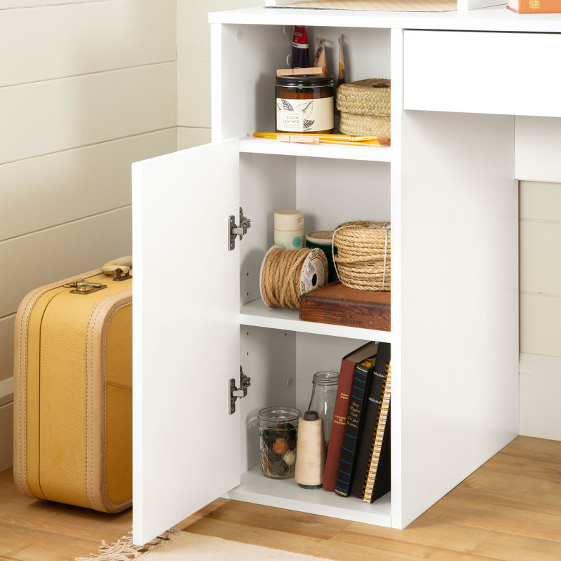 Crea 2-pcs Craft Table & Bookcase set, Pure White