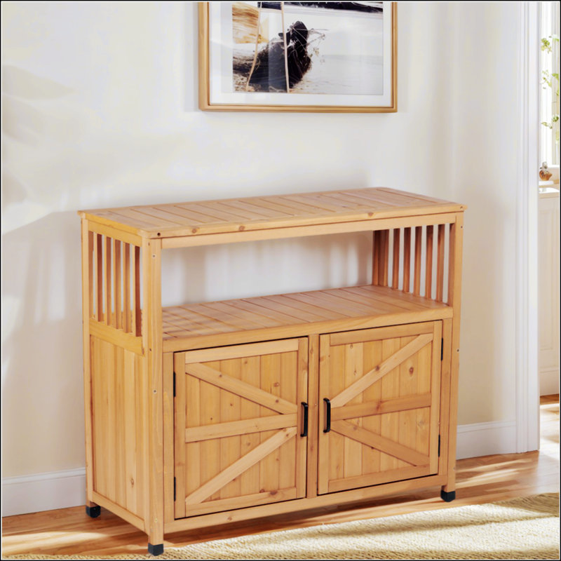 Wooden Patio Bar Table Set With Storage