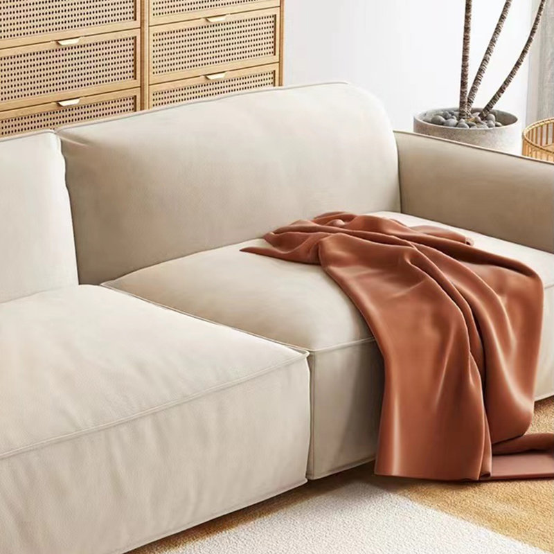 Canapé en tissu d'ameublement rétro, Crème, H 29,13 po x l 82,67 po x P 36,22 po