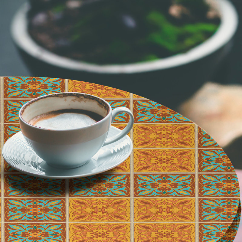 Ambesonne Retro Fitted Tablecloth, 64.17" Round