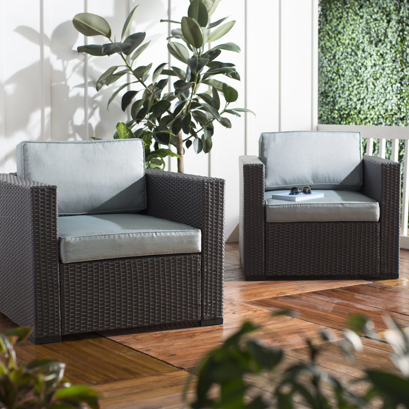 Chaise d'extérieur avec coussins Arbedella Lawson, Brume