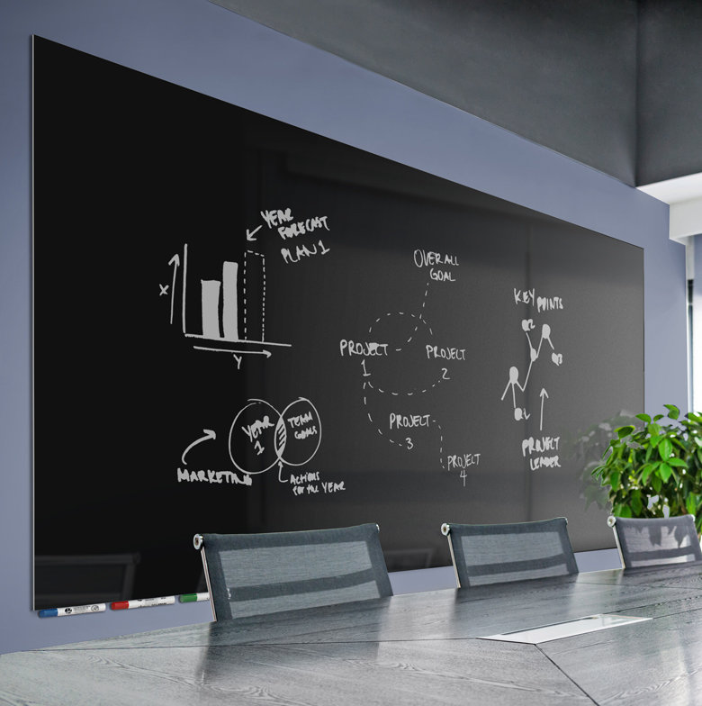 Tableau blanc mural Aria, H 48 po x l 72 po x L 72 po, Noir, Non