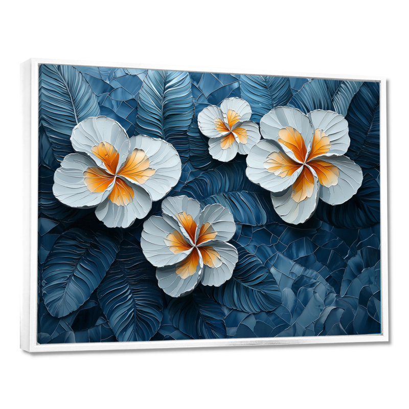 Coel, harmonie dorée d'Hibiscus la nuit - art mural d'hibiscus pour le salon, H 30 po x l 40 po, Blanc