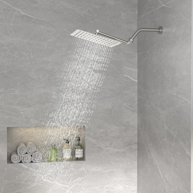 12 Inches High Pressure Stainless Steel Rainfall Shower Head With 11'' Adjustable Arm