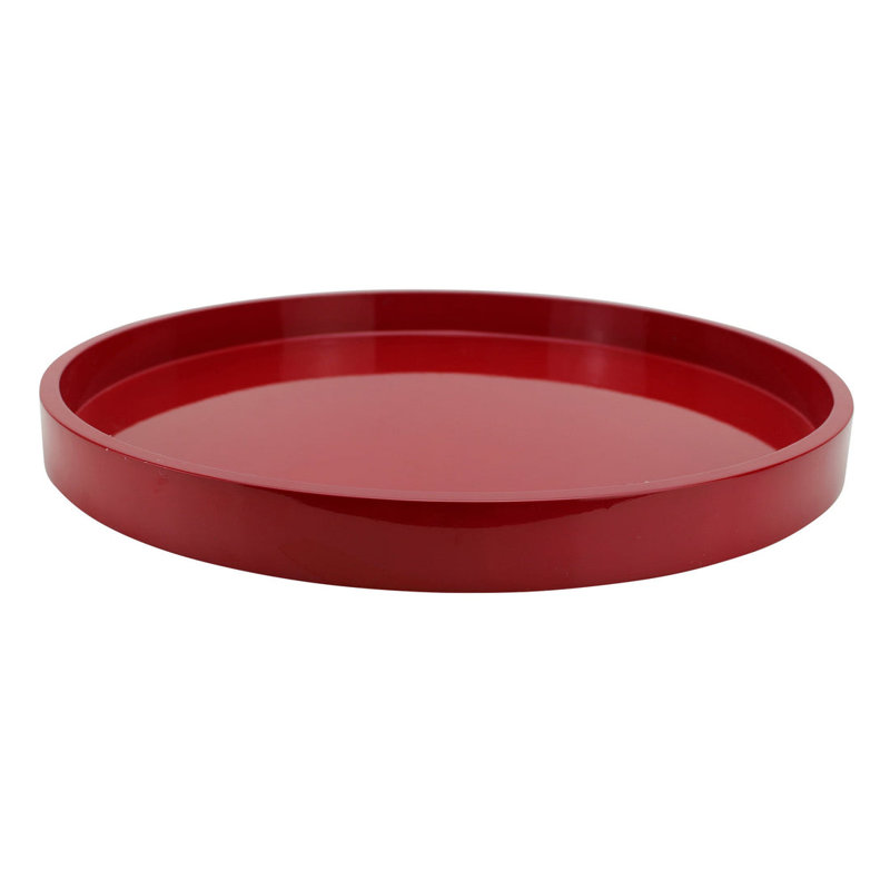 Plateau droit laqué rond, H 16 po x l 16 po x P 2 po, Rouge