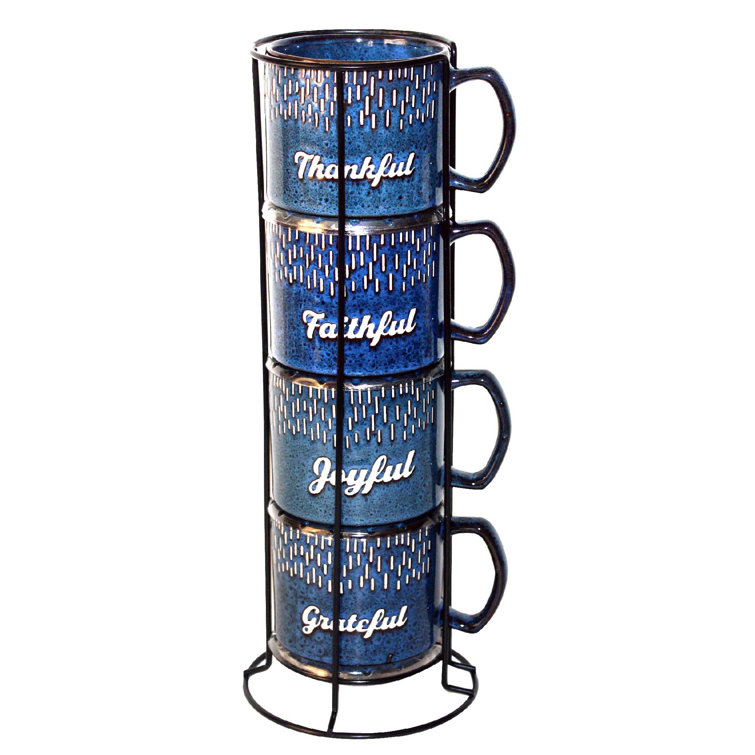 Gibson Home Color Cafe 13 Piece Espresso Mug and Saucer Set with Metal Rack  in Assorted Colors