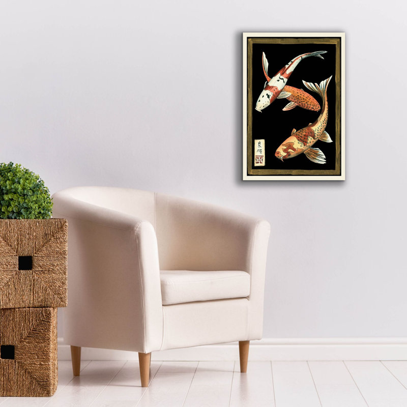 Toile épique Graffiti «Koi Fish On Black 1» par Chariklia Zarris, art mural 18 po x 26 po, H 26 po x l 18 po