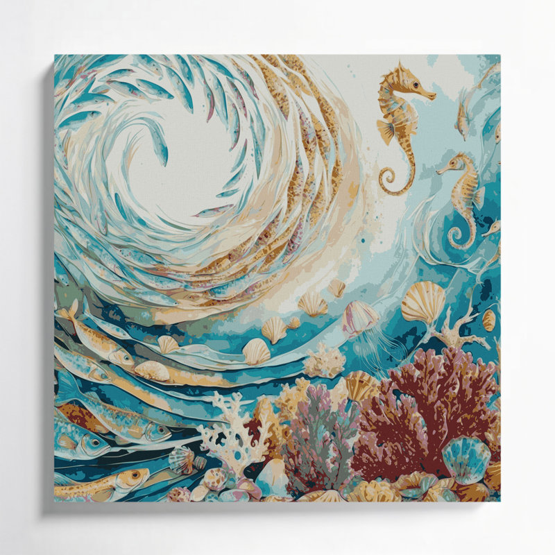 Art mural sur toile, "Coastal Marine Life", H 8 po x l 8 po