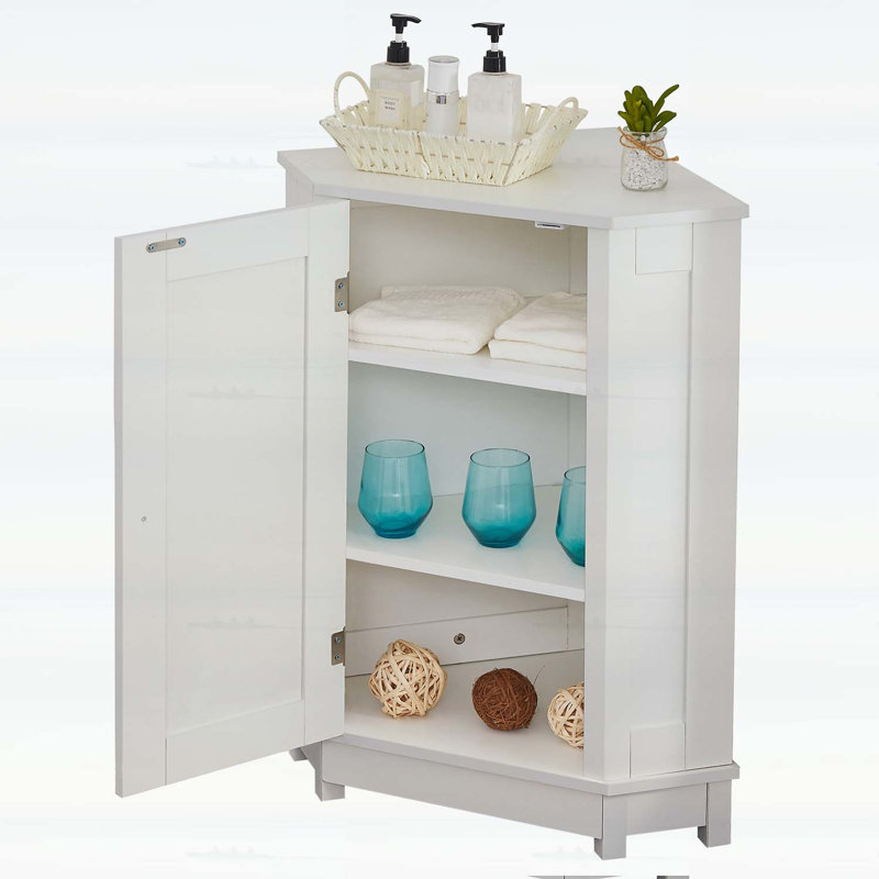 Armoire de rangement d'angle avec tablettes réglables, White