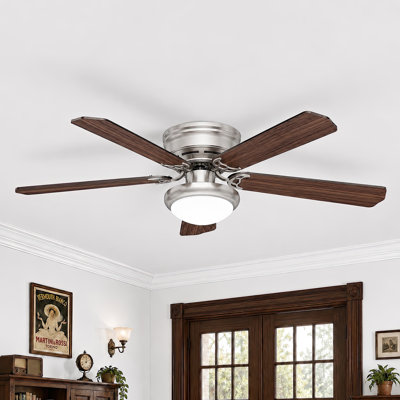 52in 5 Dual-Sided Blades Flush Mount Ceiling Fan with Light, 6-Speed Low Noise DC Motor Reversible Airflow