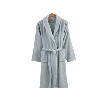 Chevron Bathrobes Turkish Cotton Terry Cloth Gender Neutral Mid-Calf Bathrobe with Pockets