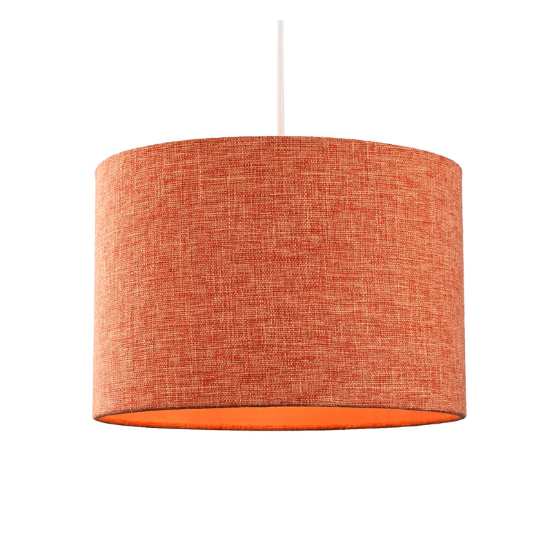 20cm H Linen Drum Lamp Shade ( Screw On ), Sleek Orange