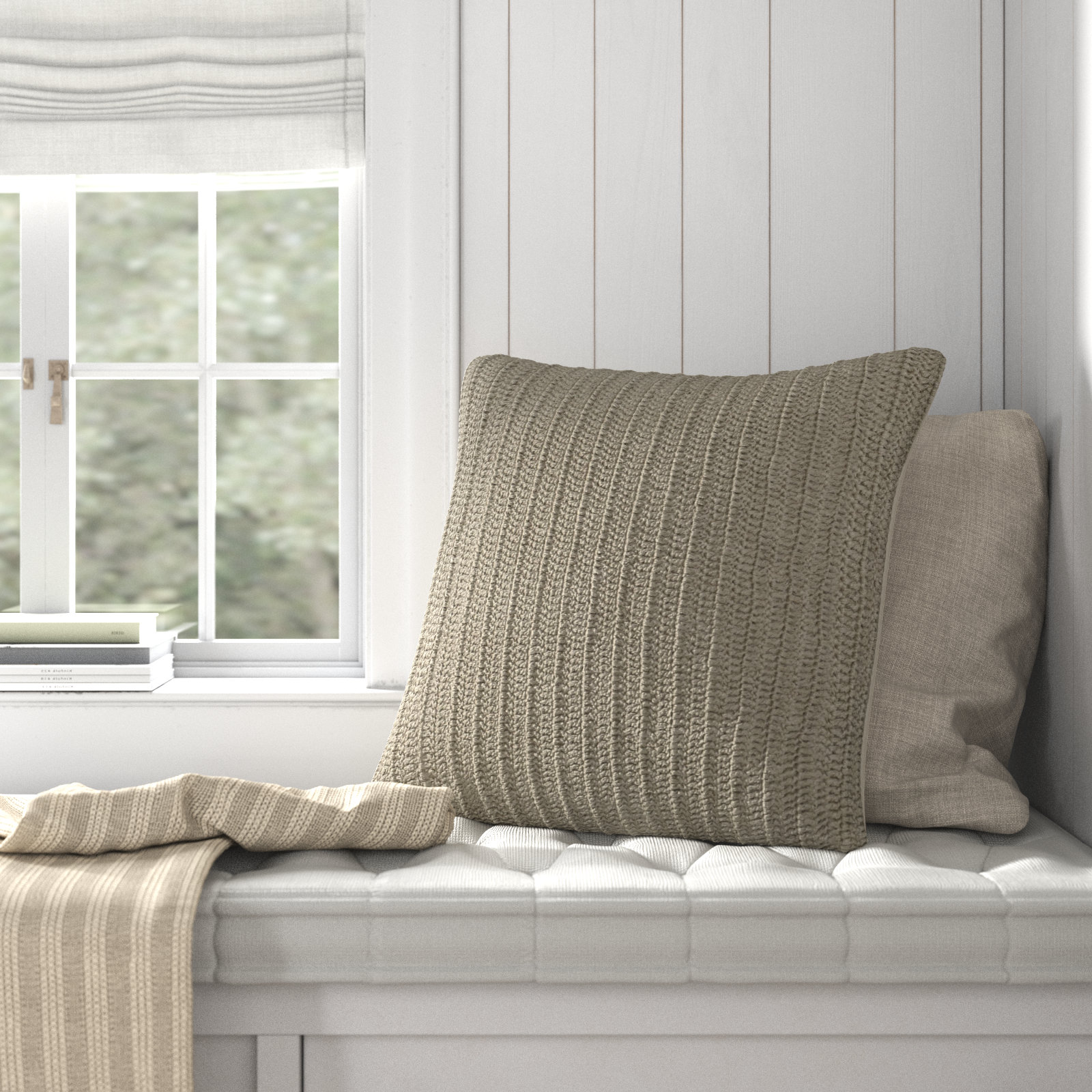 Rowan 22" x 22" Cotton Throw Pillow, Natural