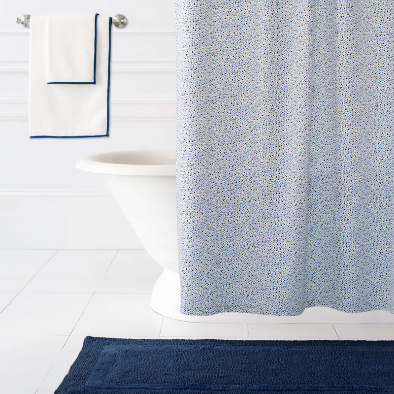 Signature Banded Washcloth, White/Indigo