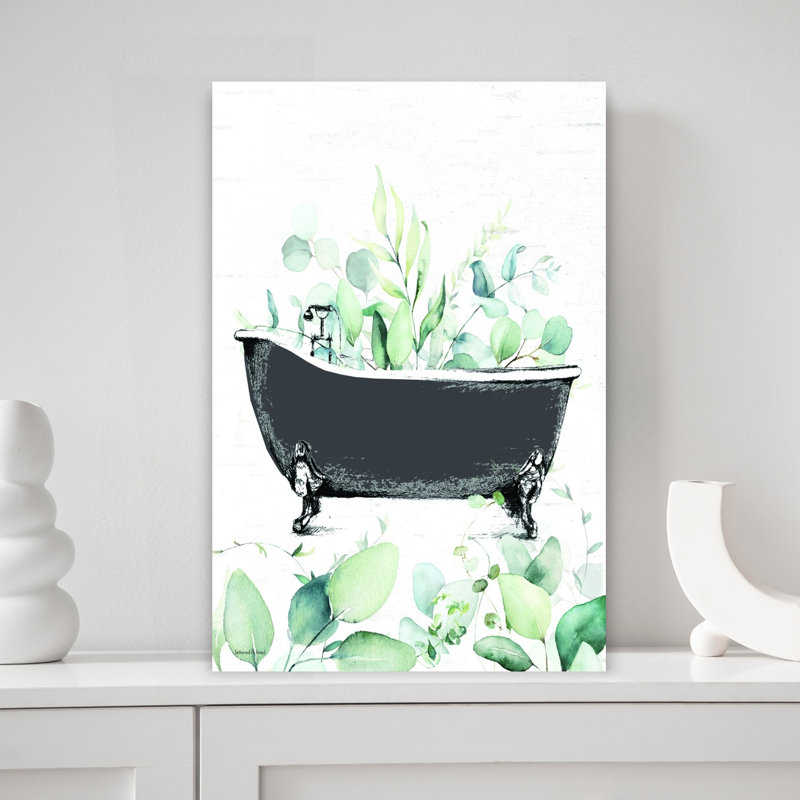 Baignoire verdure, art mural rétro rustique moderne, H 18 po x l 12 po