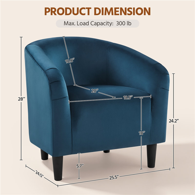 Robeson 28" Wide Velvet Barrel Chair, Pagoda Blue Velvet